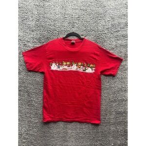 Vintage Peanuts Snoopy Charlie Brown Christmas Holiday T-Shirt Red Mens Size M